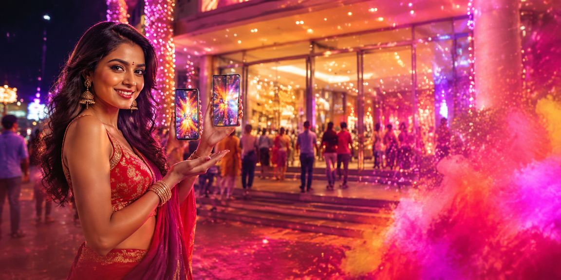 Celebration of Holi festival with lottery and festive gaming excitement in Delhi